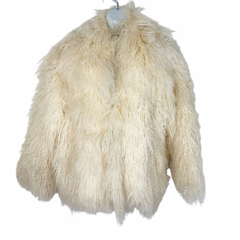 Vintage Overland Sheep Skin Co. Women's Curly Sheep Skin Coat in CREAM US Small
